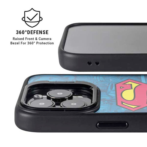DC Comics Superman Logo Background Pattern iPhone 15 Pro Max Kickstand Case